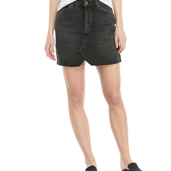 Free People black denim mini skirt size 24 - Picture 5 of 6
